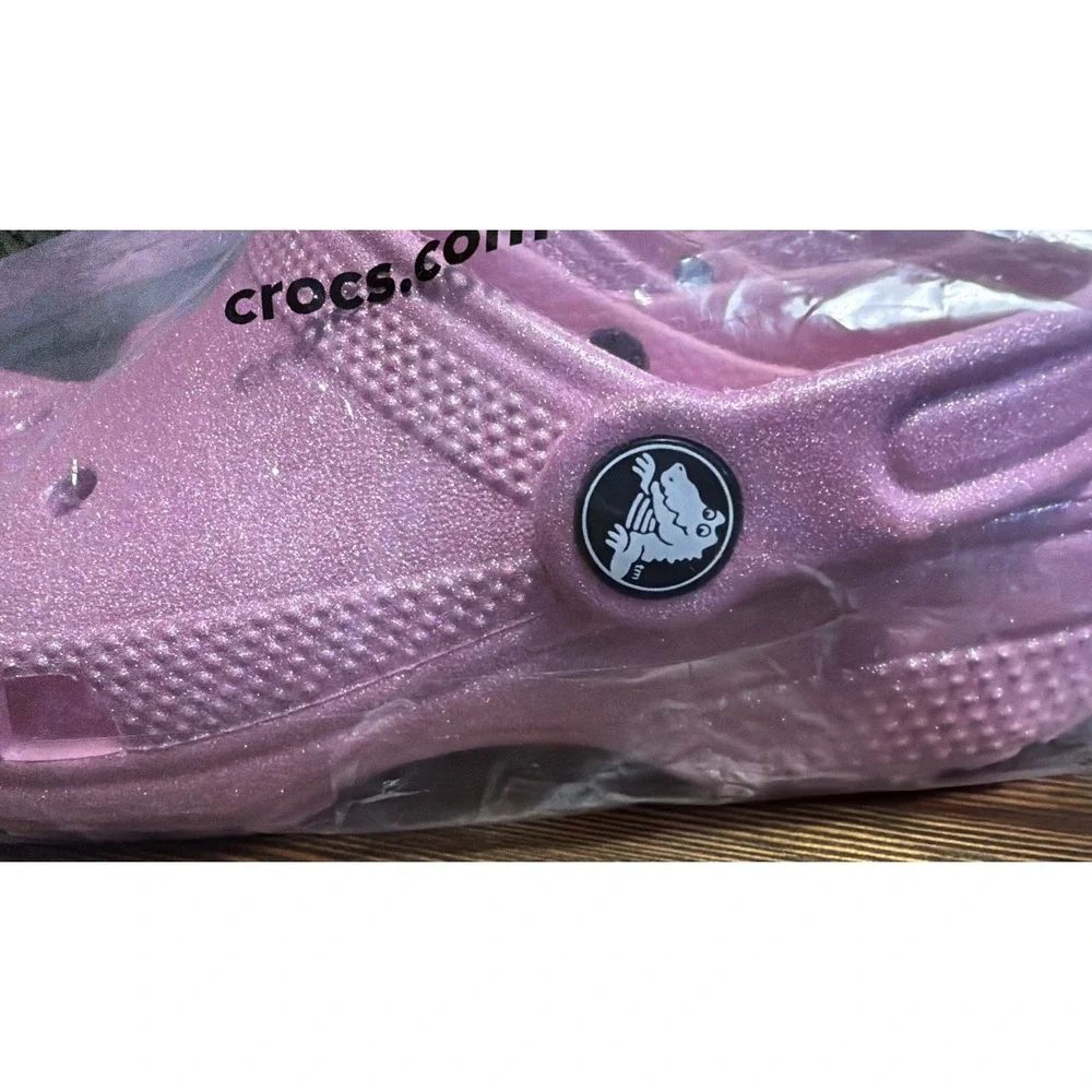NEW Crocs Sizes C11 - J1 Kids' Classic Glitter Clog - Pink Tweed Glitter